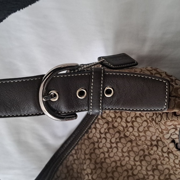Vintage Coach Signature Mini Cs brown/beige canvas leather hobo soho bag NWOT - Picture 5 of 13